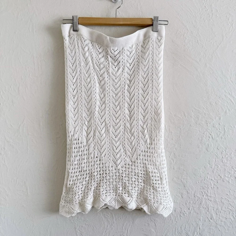 White Crochet Midi Skirt Size M - Picture 2 of 5